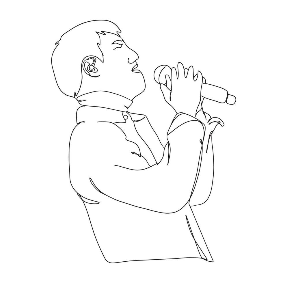 Singer Line Art, Musical Outline Drawing, Singing Sketch, Vector File ...