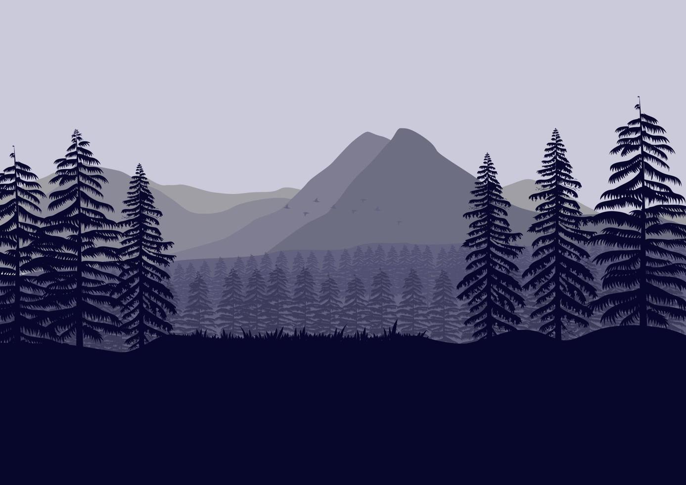 mountain landscape and pine forest vector illustration