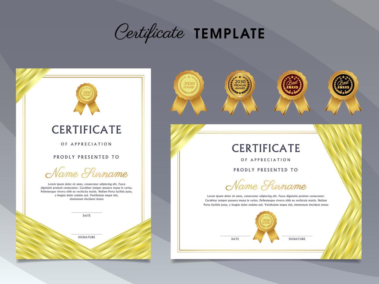 Luxury Certificate Award Design Template vector