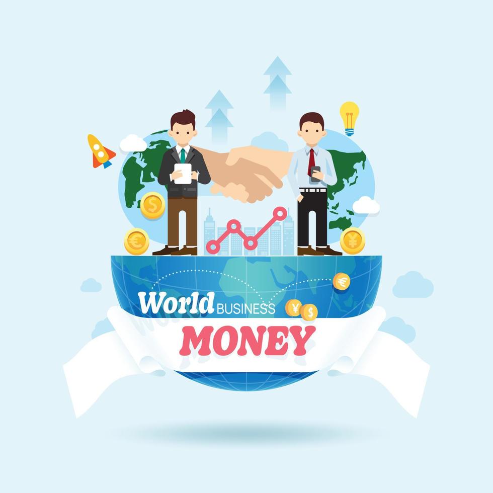 economía empresarial mundial. infografía de finanzas globales. elementos de diseño de iconos planos.concepto de dinero.vector vector