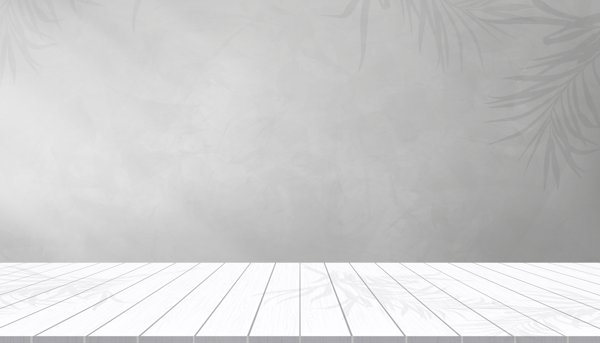 pared de textura de cemento con sombra de hojas en el suelo de madera