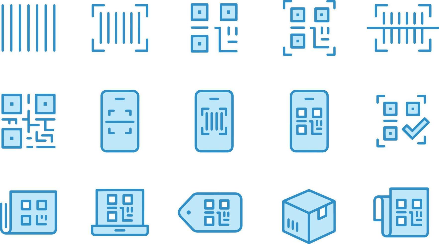 QR Code and Bar Code Icons vector design