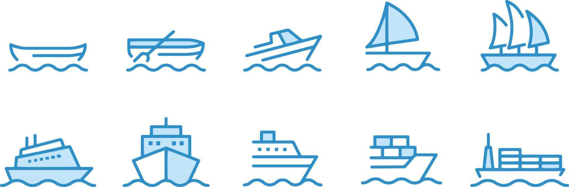 diseño de vectores de iconos de barco y barco