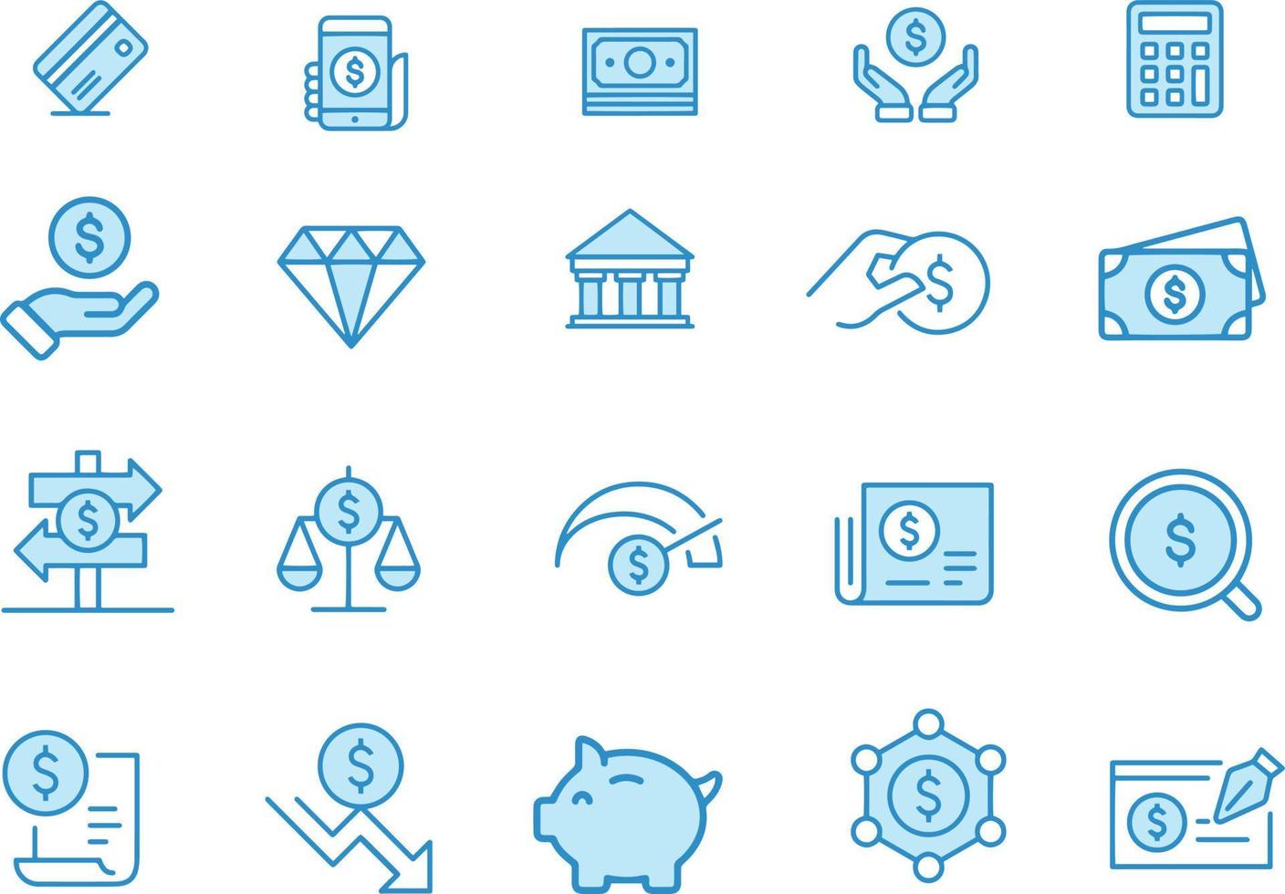 conjunto de iconos de finanzas y dinero diseño vectorial vector