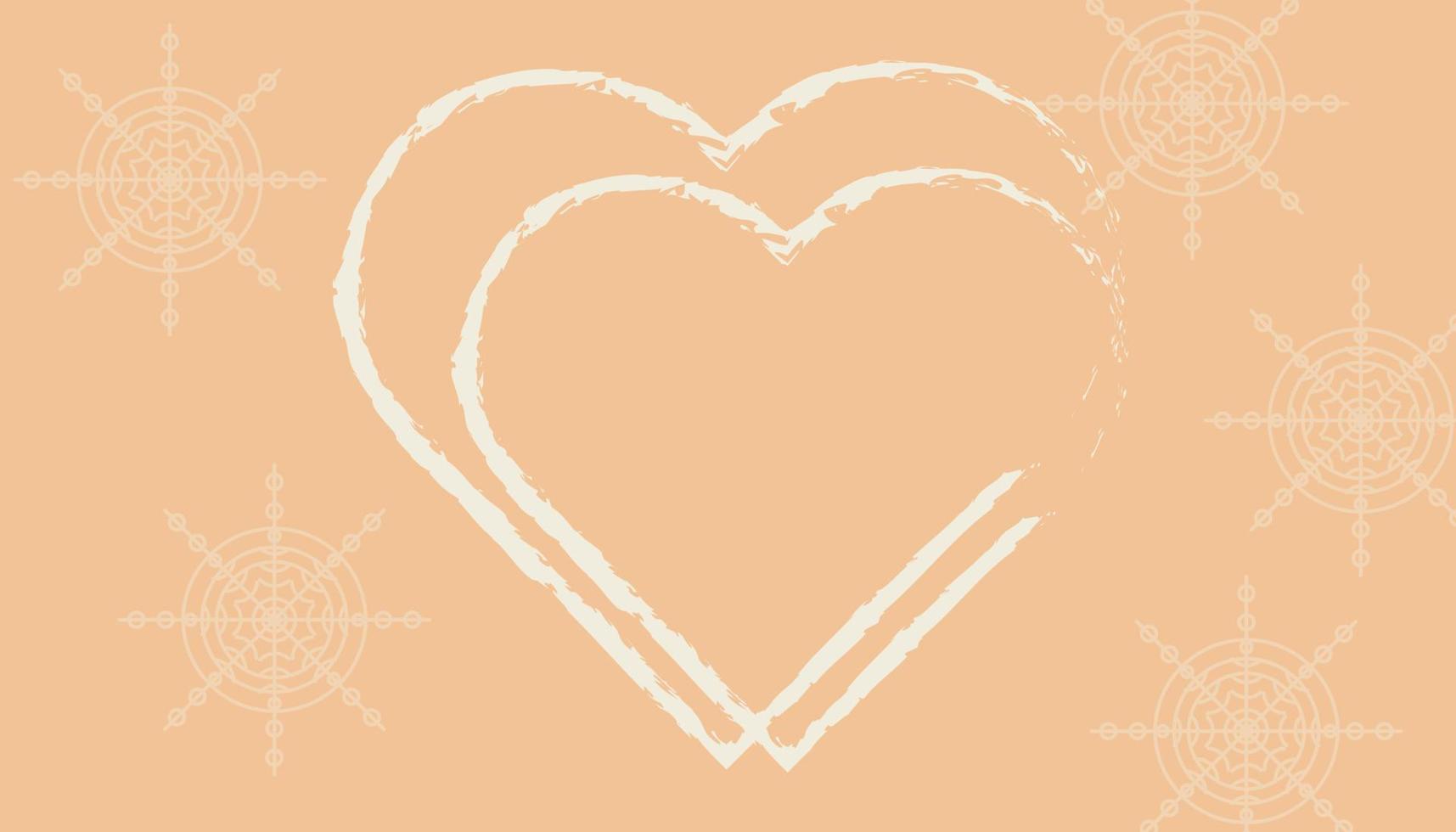 winter background on a light pink background snowflakes heart vector