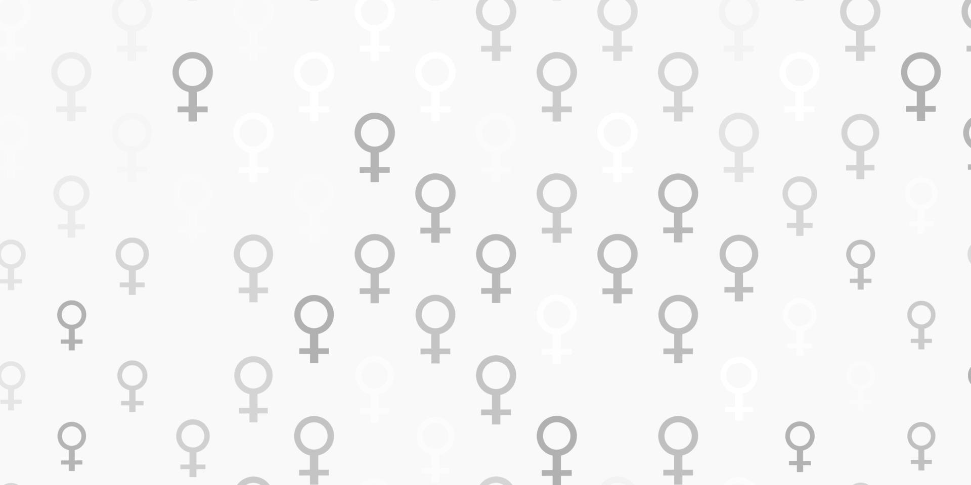 Fondo de vector gris claro con símbolos de mujer.