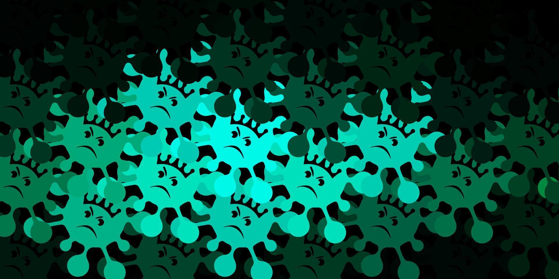 Dark green vector pattern with coronavirus elements.