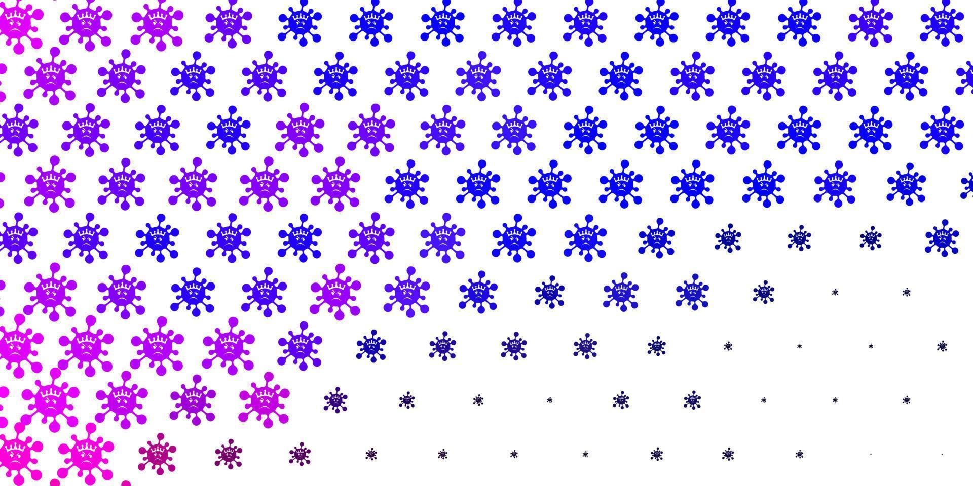 Fondo de vector rosa claro, azul con símbolos de virus.