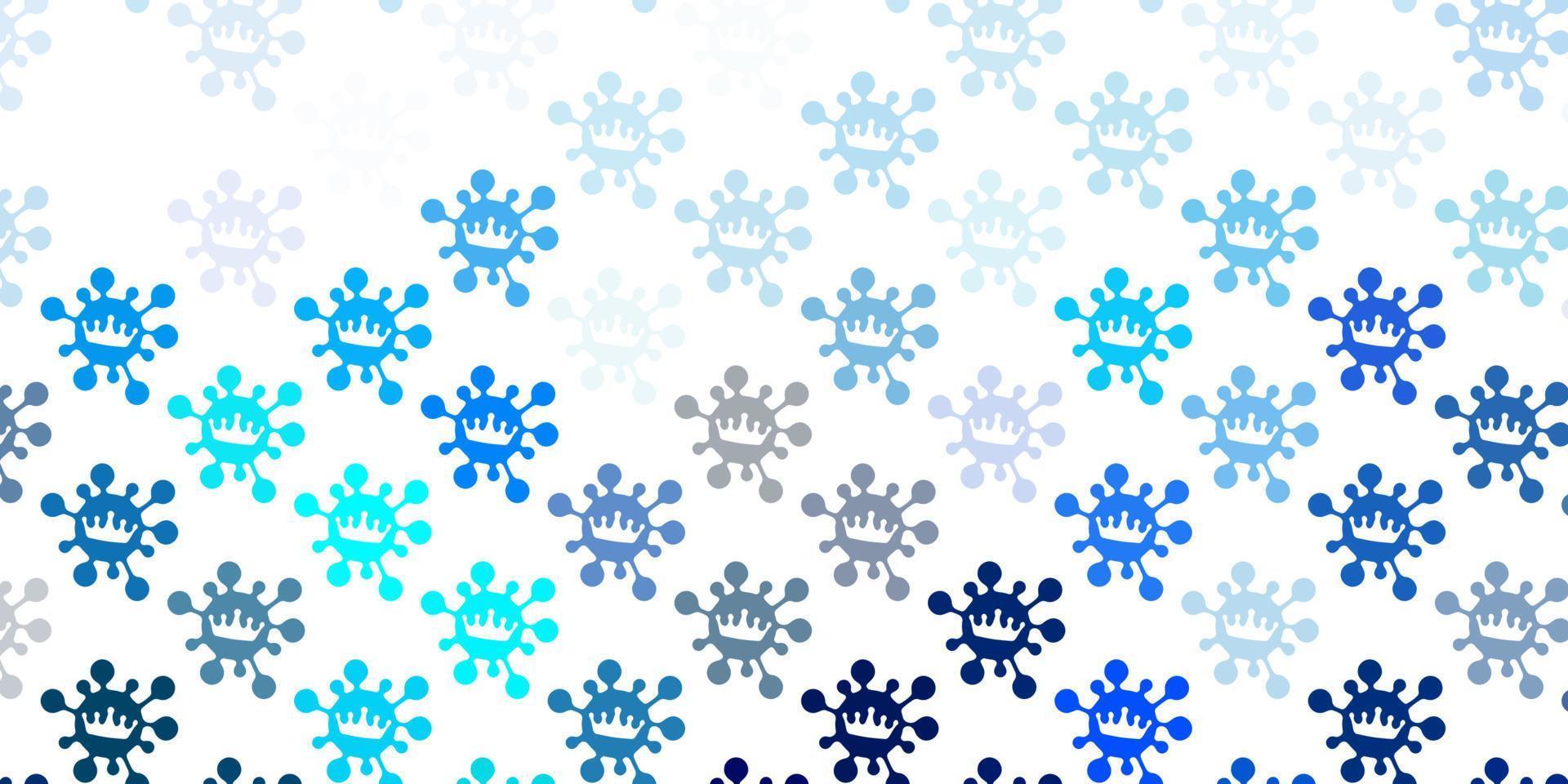 patrón de vector rosa claro, azul con elementos de coronavirus.