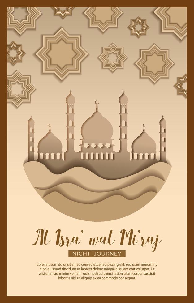 Isra Miraj Poster with Paper Craft Style vector