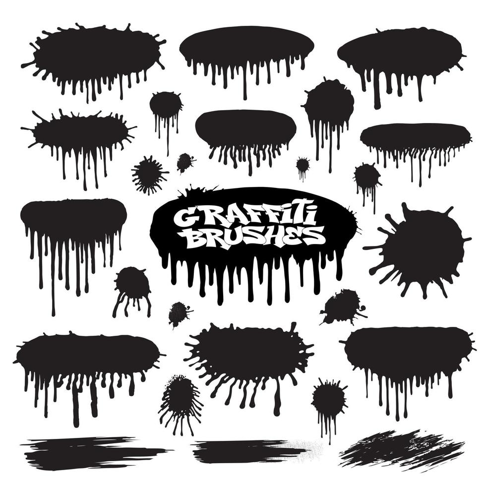 Set of a graffiti brush and drops vector