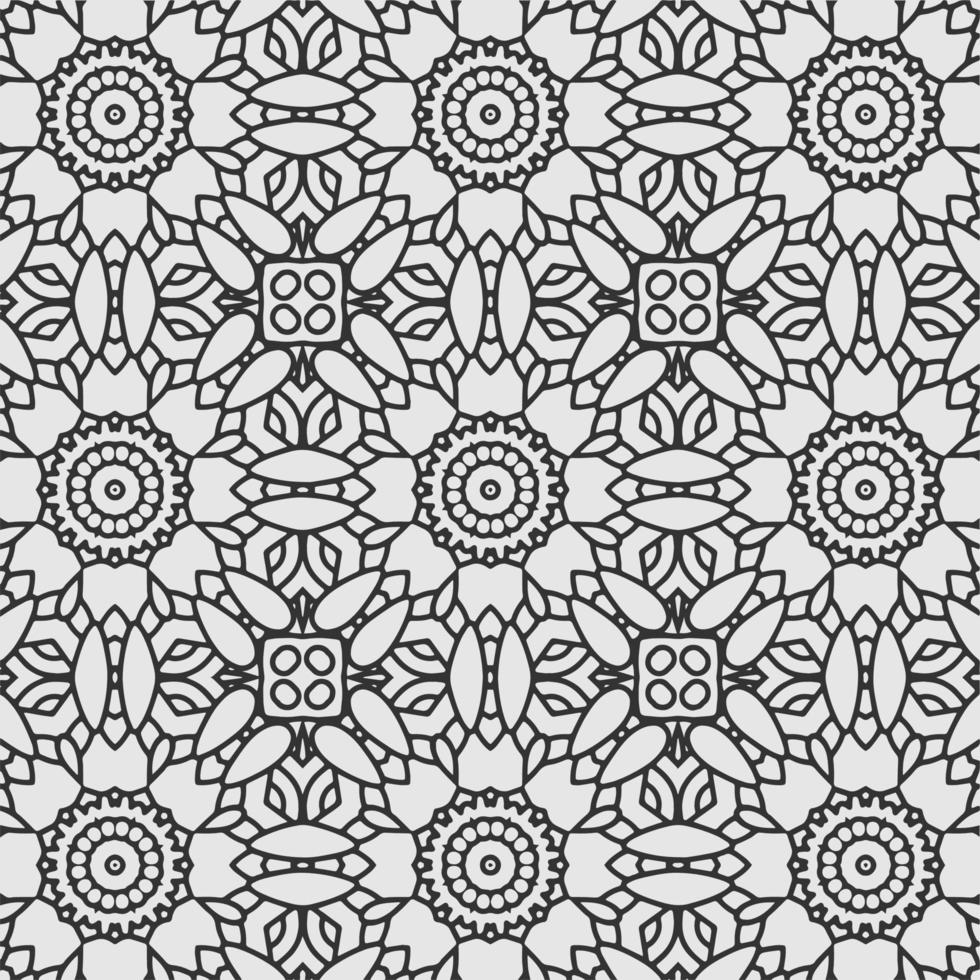 vector coloring geometric flower shapes and textile fabric pattern background.