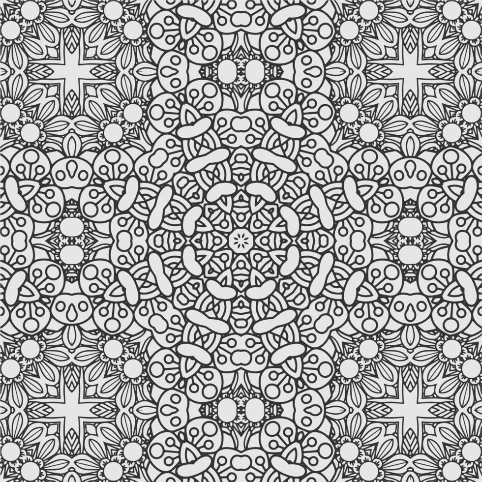 vector coloring geometric flower shapes and textile fabric pattern background.