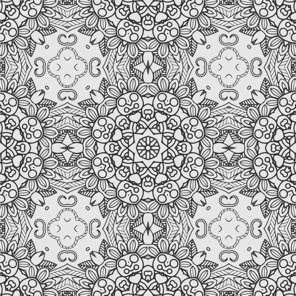 vector coloring geometric flower shapes and textile fabric pattern background.