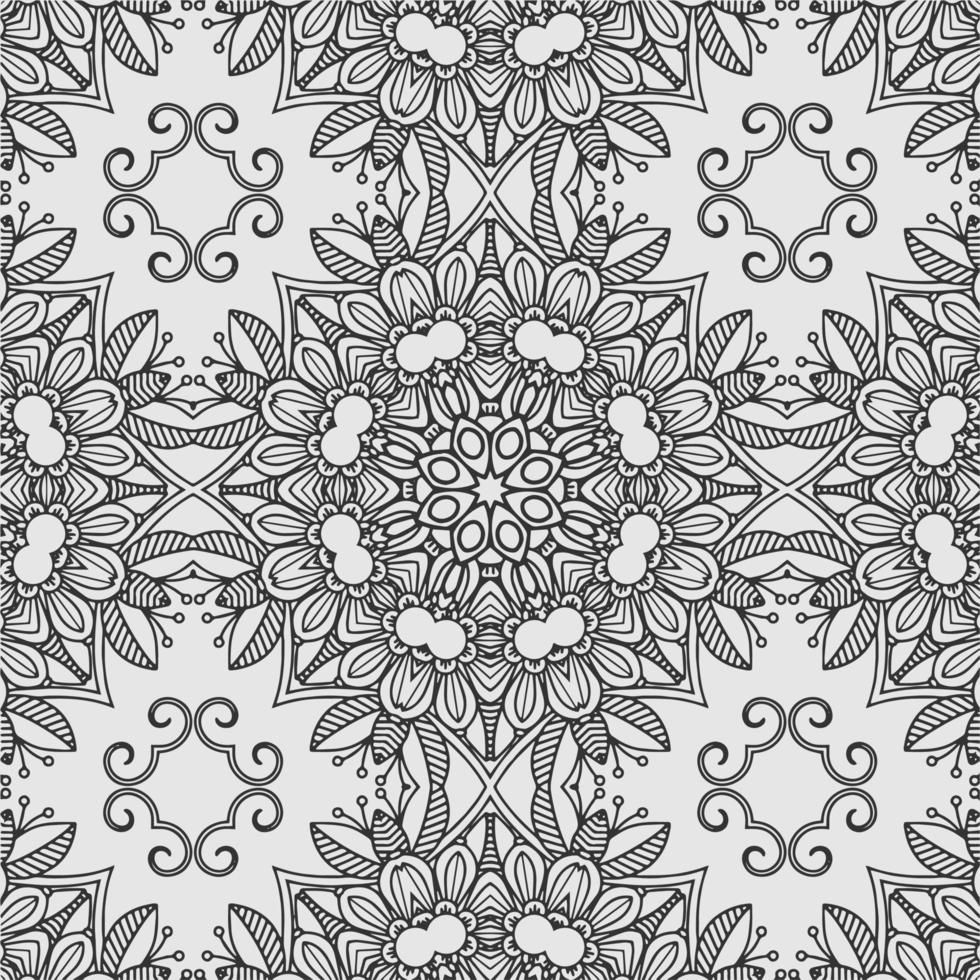 vector coloring geometric flower shapes and textile fabric pattern background.