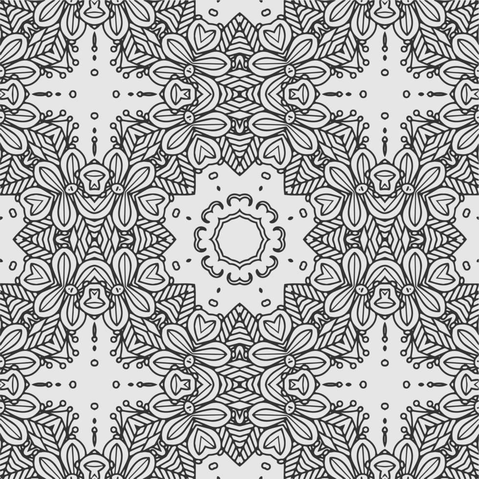 vector coloring geometric flower shapes and textile fabric pattern background.