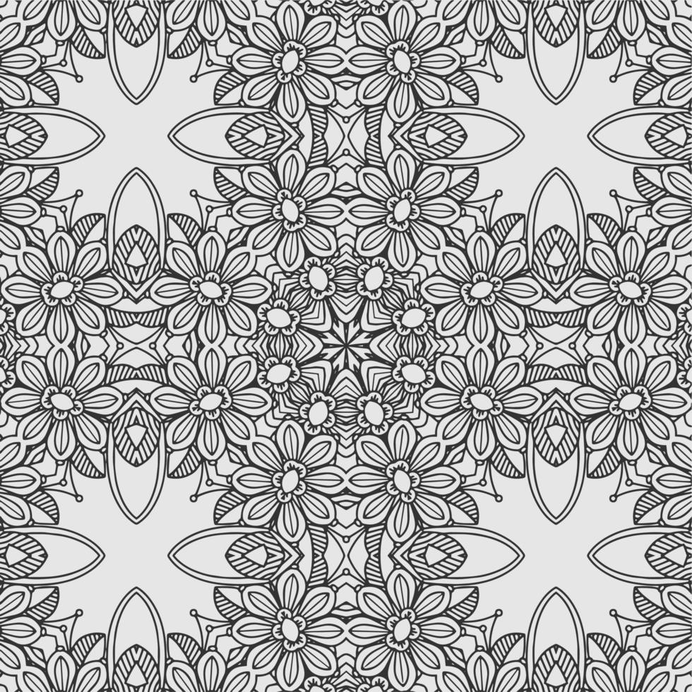 vector coloring geometric flower shapes and textile fabric pattern background.