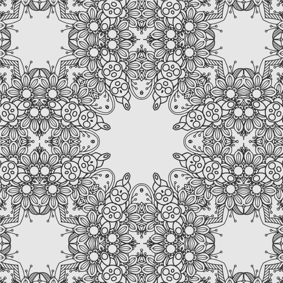vector coloring geometric flower shapes and textile fabric pattern background.