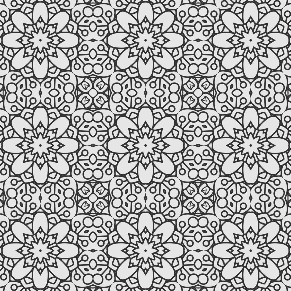vector coloring geometric flower shapes and textile fabric pattern background.