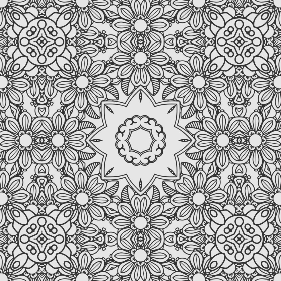 vector coloring geometric flower shapes and textile fabric pattern background.