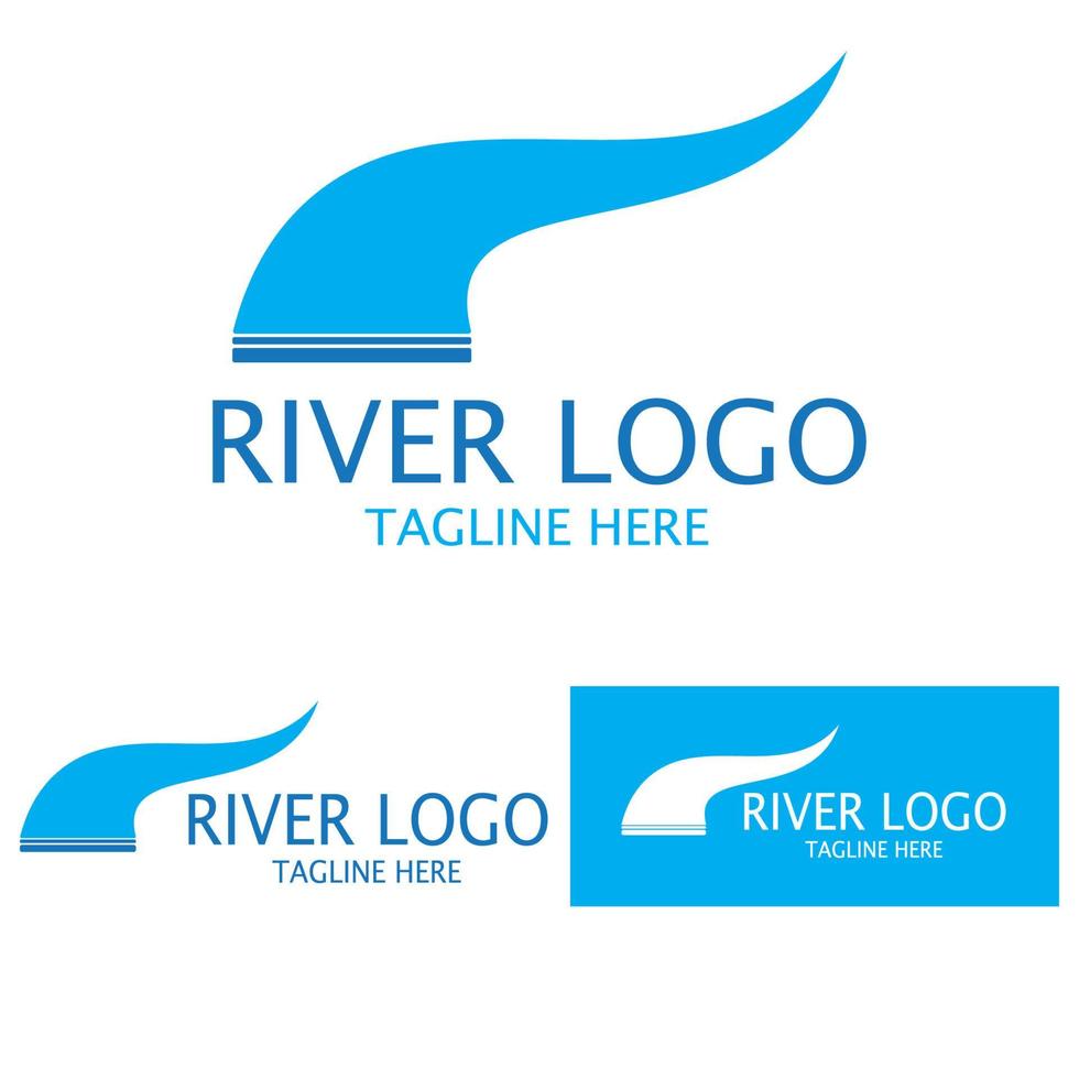 Logos of rivers, creeks, riverbanks and streams, tributaries, riverbanks with a combination of mountains and agricultural land with a modern and simple minimalist vector design concept