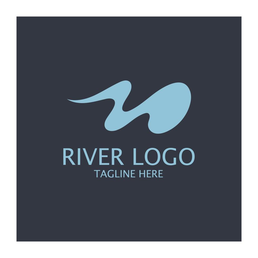 Logos of rivers, creeks, riverbanks and streams, tributaries, riverbanks with a combination of mountains and agricultural land with a modern and simple minimalist vector design concept