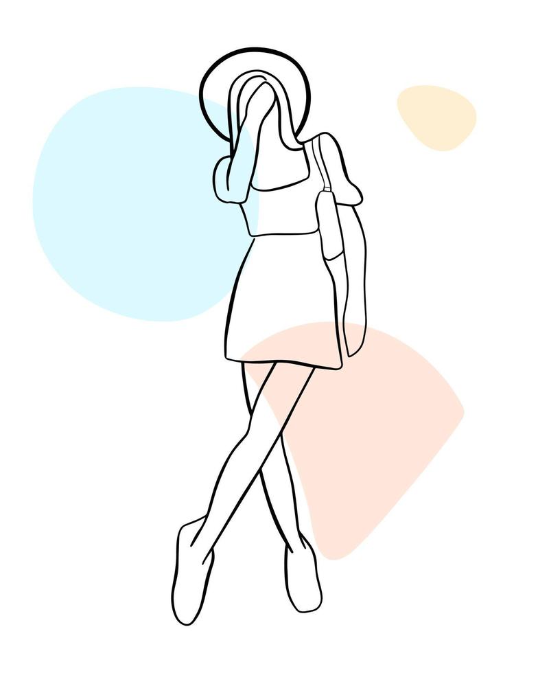 Abstract outline woman fashion poster collection. Simple vector hand drawn illustration. Fashion beauty print. Line art portrait.