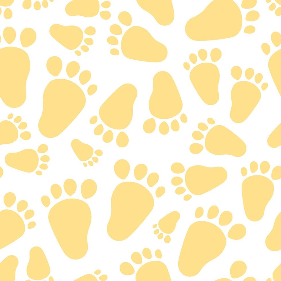 Baby footprints isolated seamless pattern. Cute newborn baby fabric print template. vector