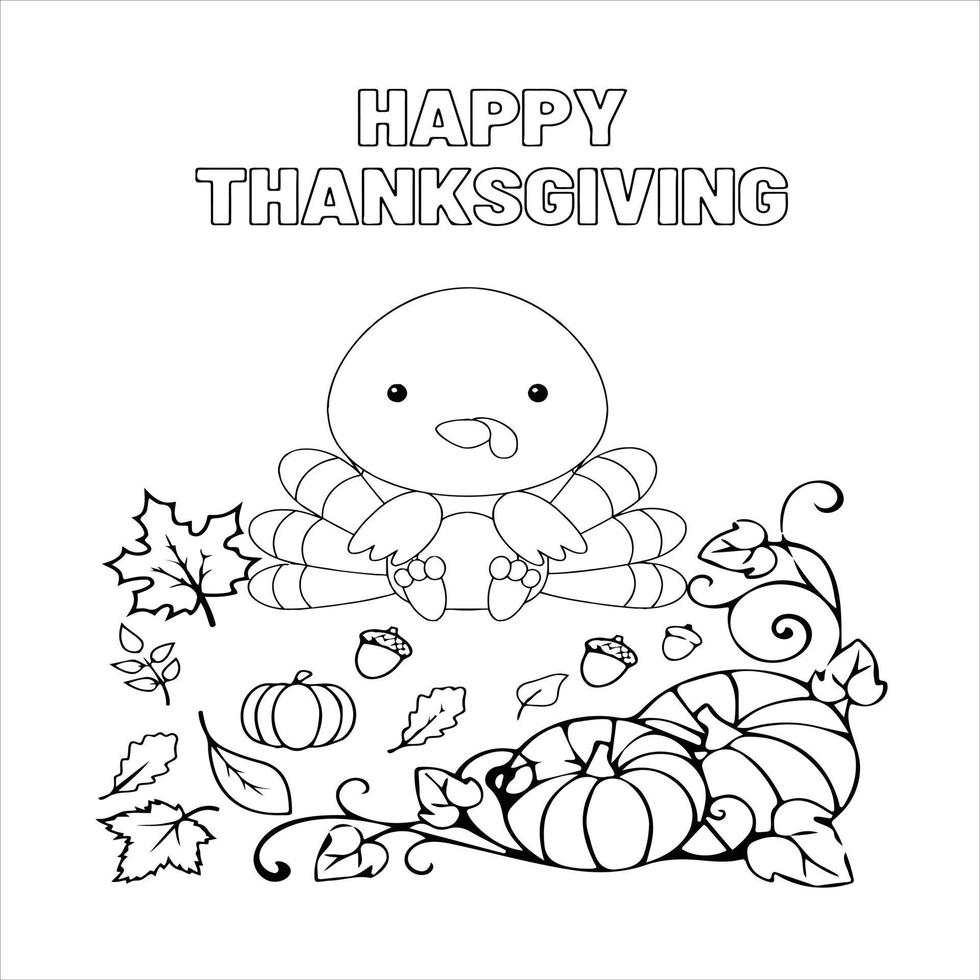 Thanks Giving Coloring Page vector