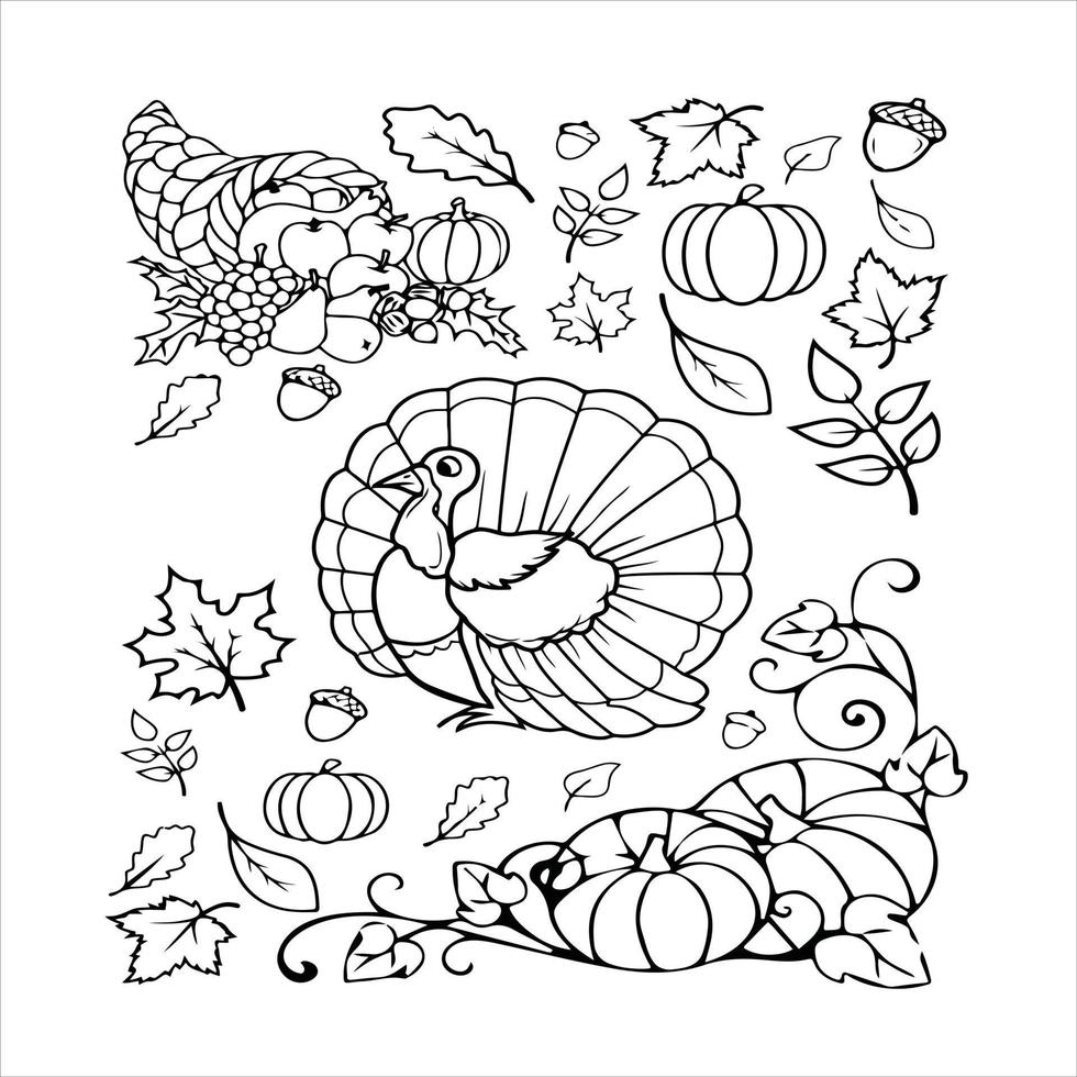 Thanks Giving Coloring Page vector