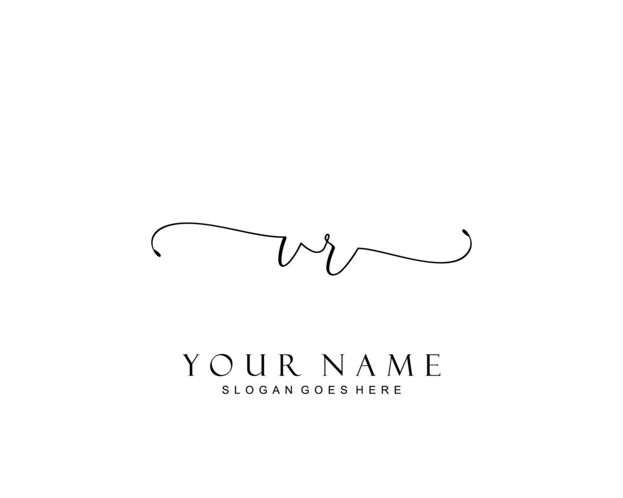 Initial VR beauty monogram and elegant logo design, handwriting logo of initial signature, wedding, fashion, floral and botanical with creative template. vector