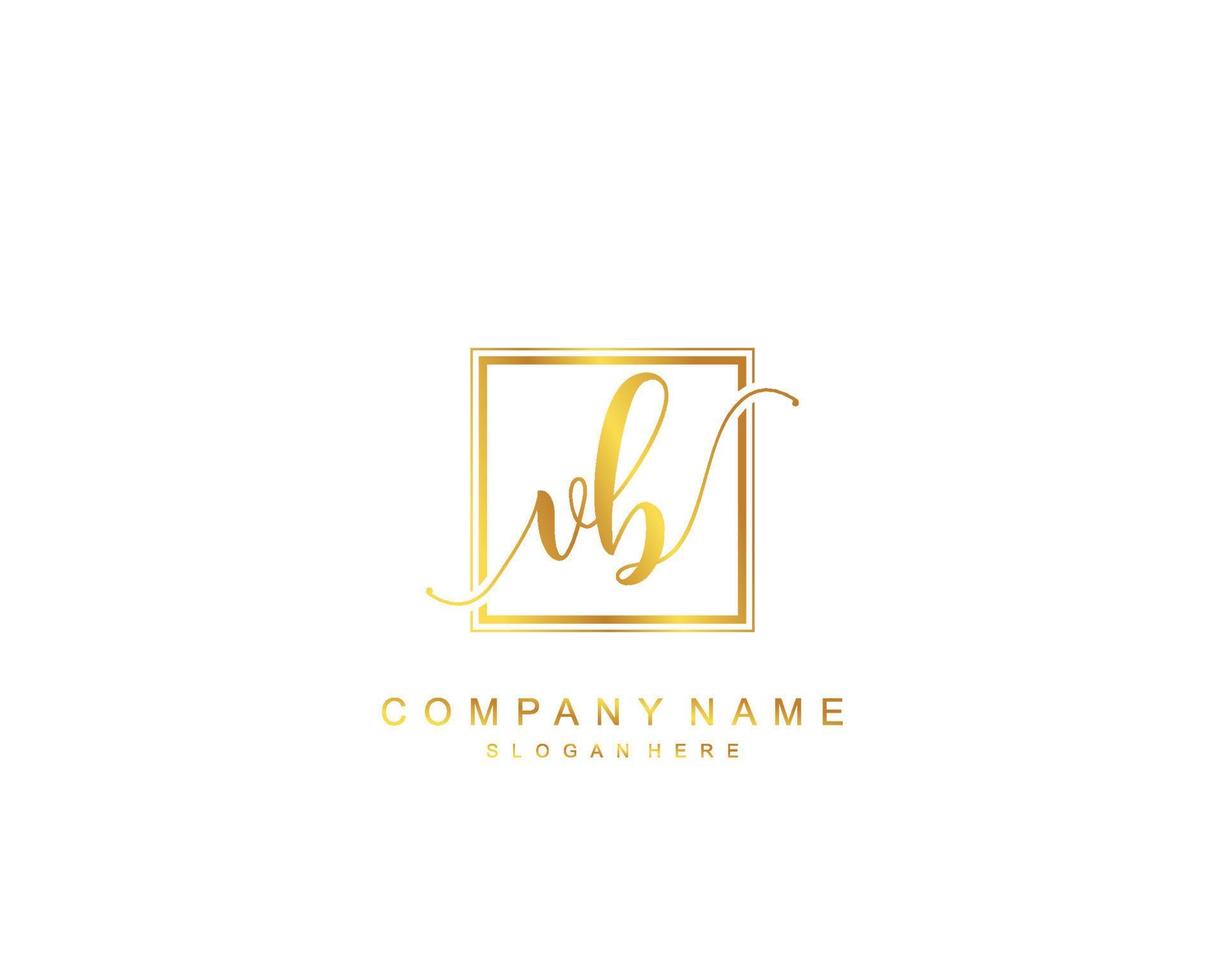 Initial VB beauty monogram and elegant logo design, handwriting logo of initial signature, wedding, fashion, floral and botanical with creative template. vector