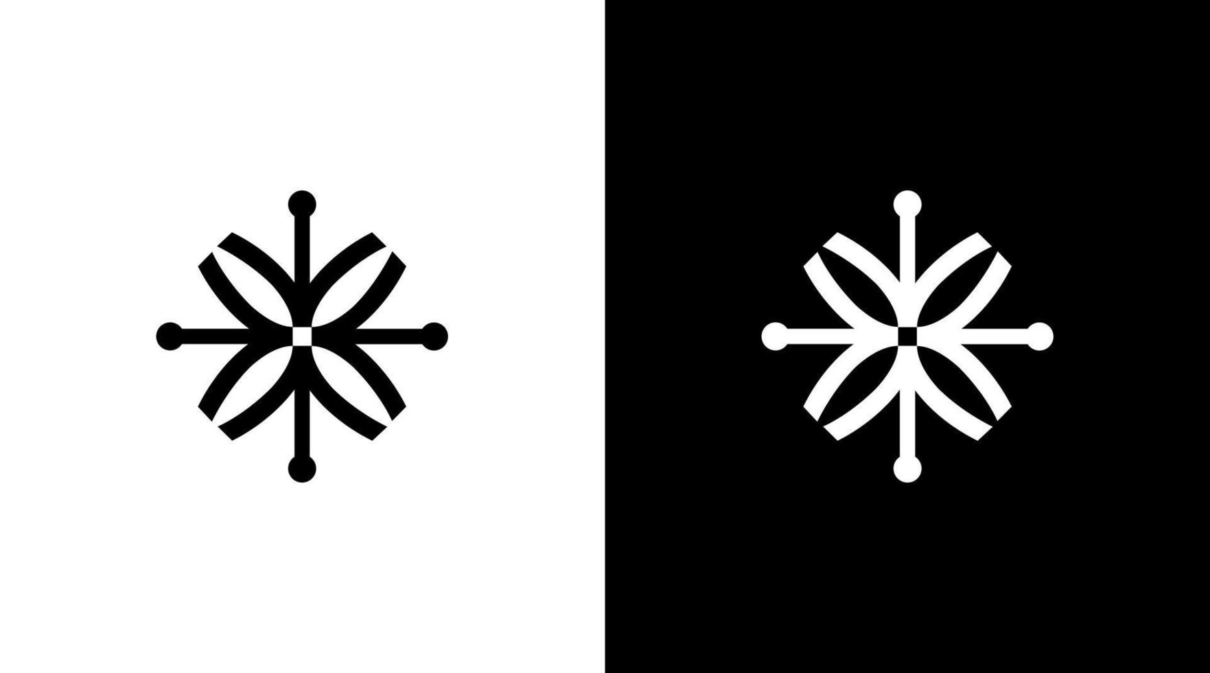 snowflakes technology logo monogram black and white icon illustration style Designs templates vector