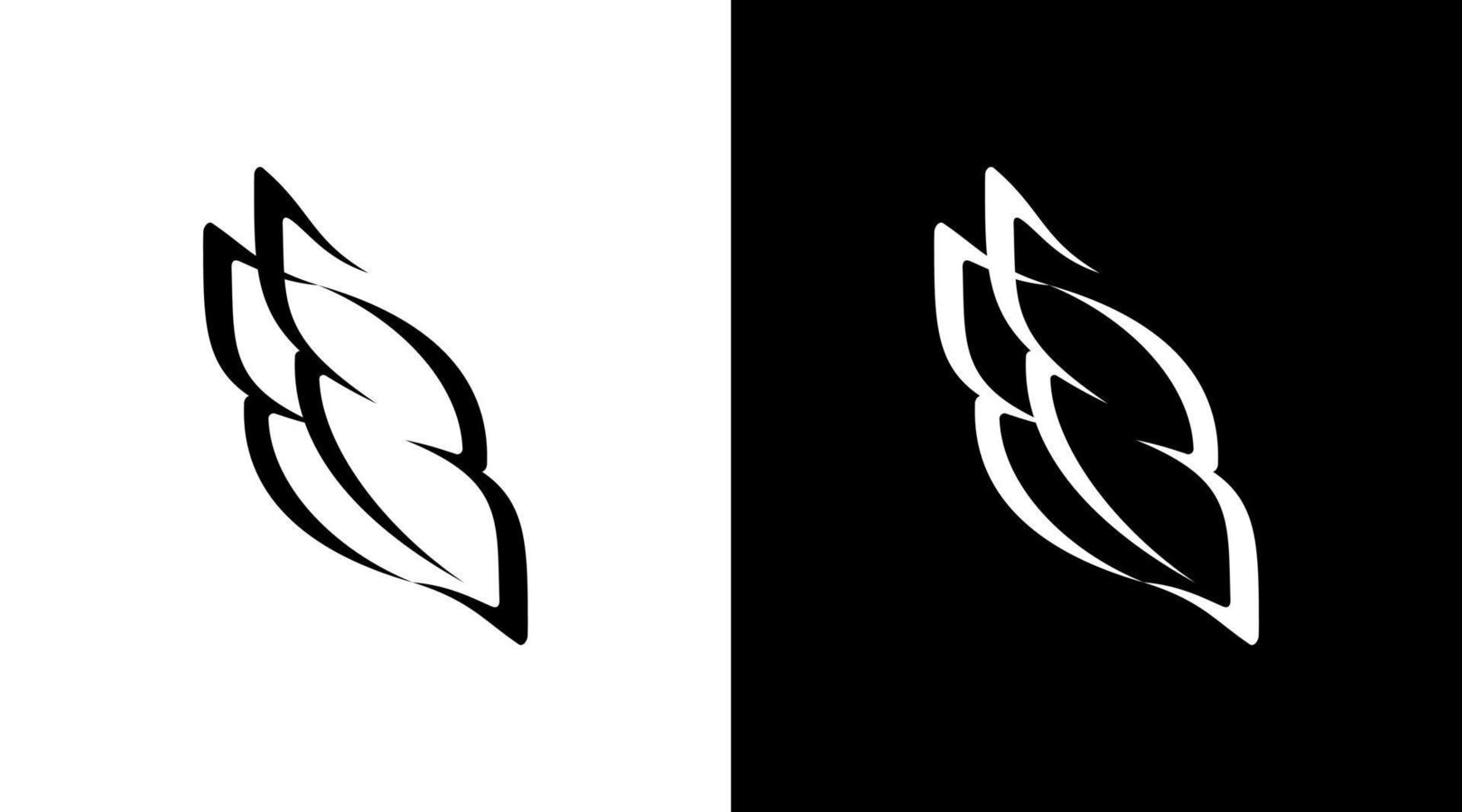 alas logo monograma b letra inicial blanco y negro icono ilustración estilo diseños plantillas vector
