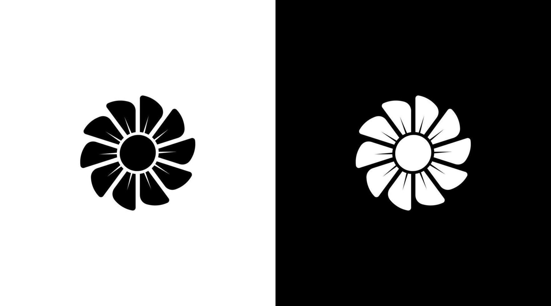 plantilla de diseño de estilo de ilustración de icono blanco y negro de monograma de logotipo de girasol vector