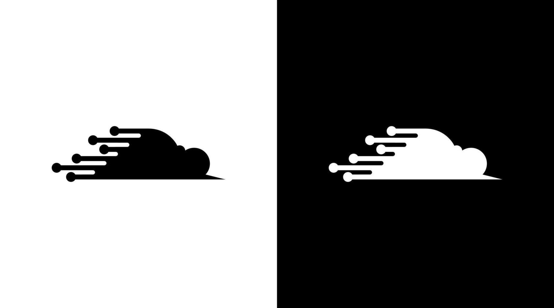 technology logo monogram cloud fast move black and white icon illustration style Designs templates vector
