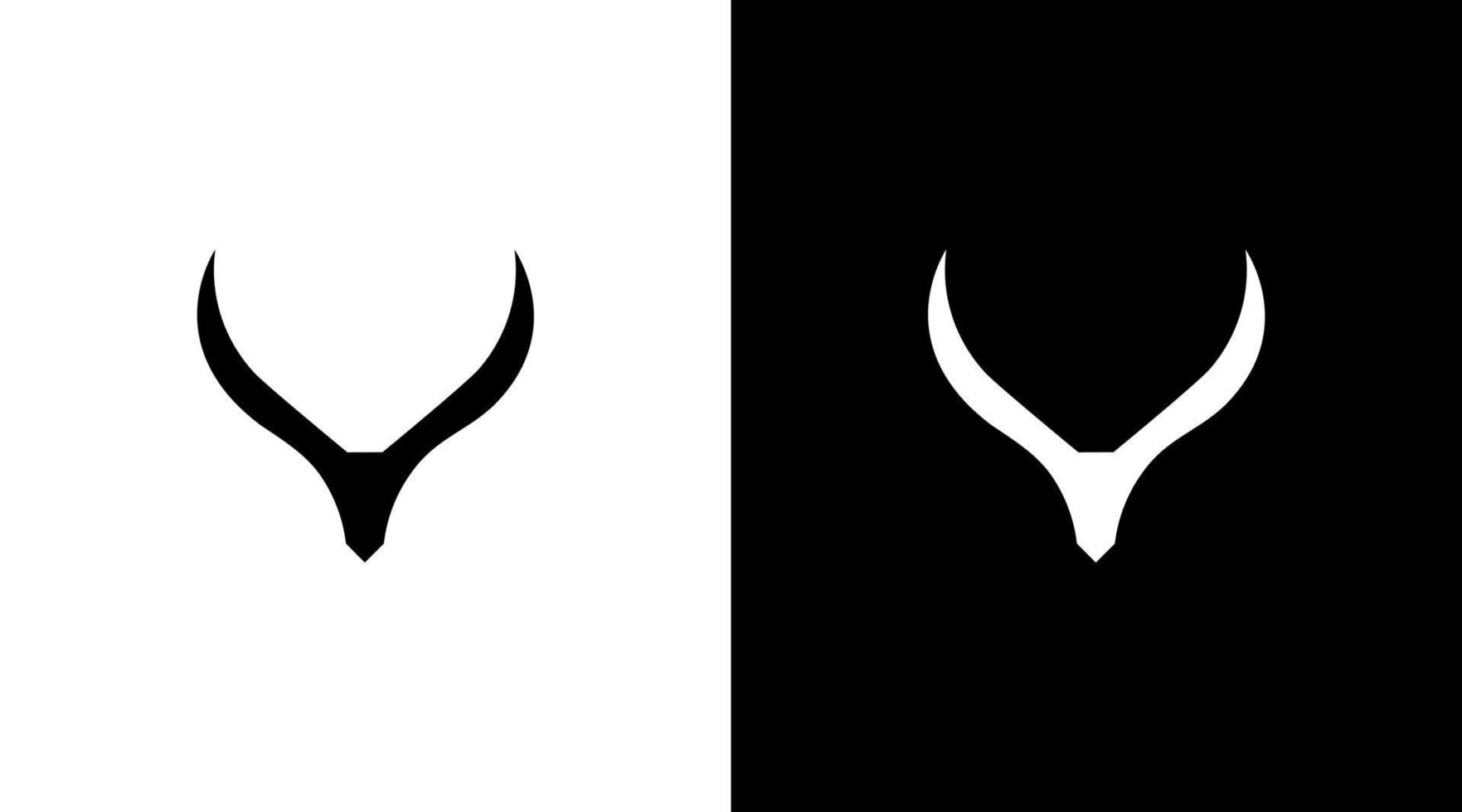 bull head with big horn logo monogram black and white icon illustration style Designs templates vector