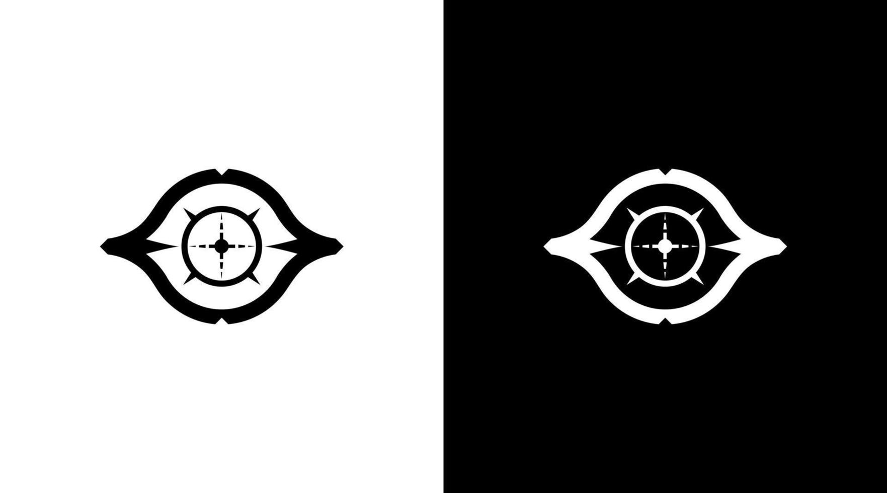 hunter target logo alcance monograma blanco y negro icono ilustración estilo diseños plantillas vector