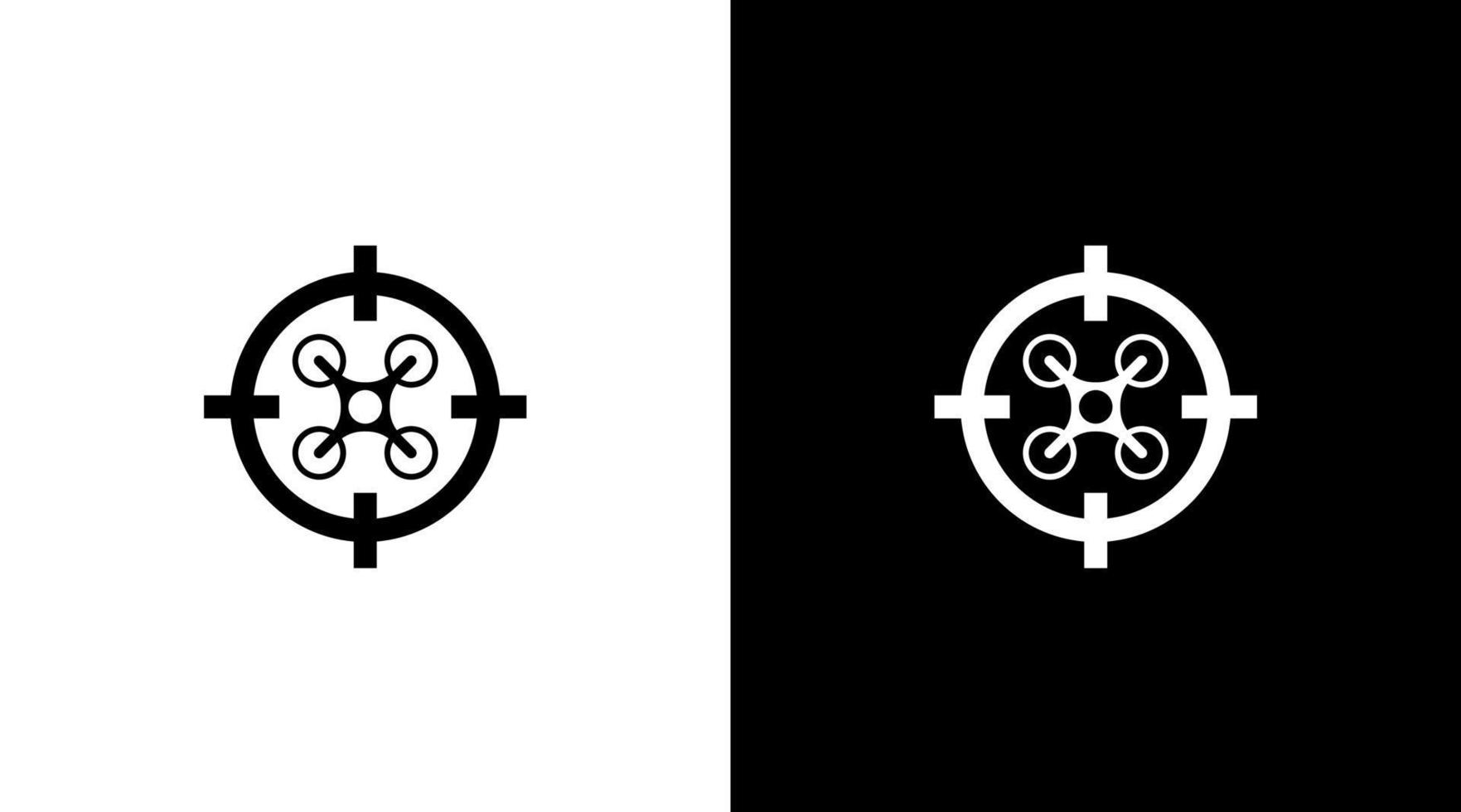 drone hunter shot target logo monogram black and white icon illustration style Designs templates vector