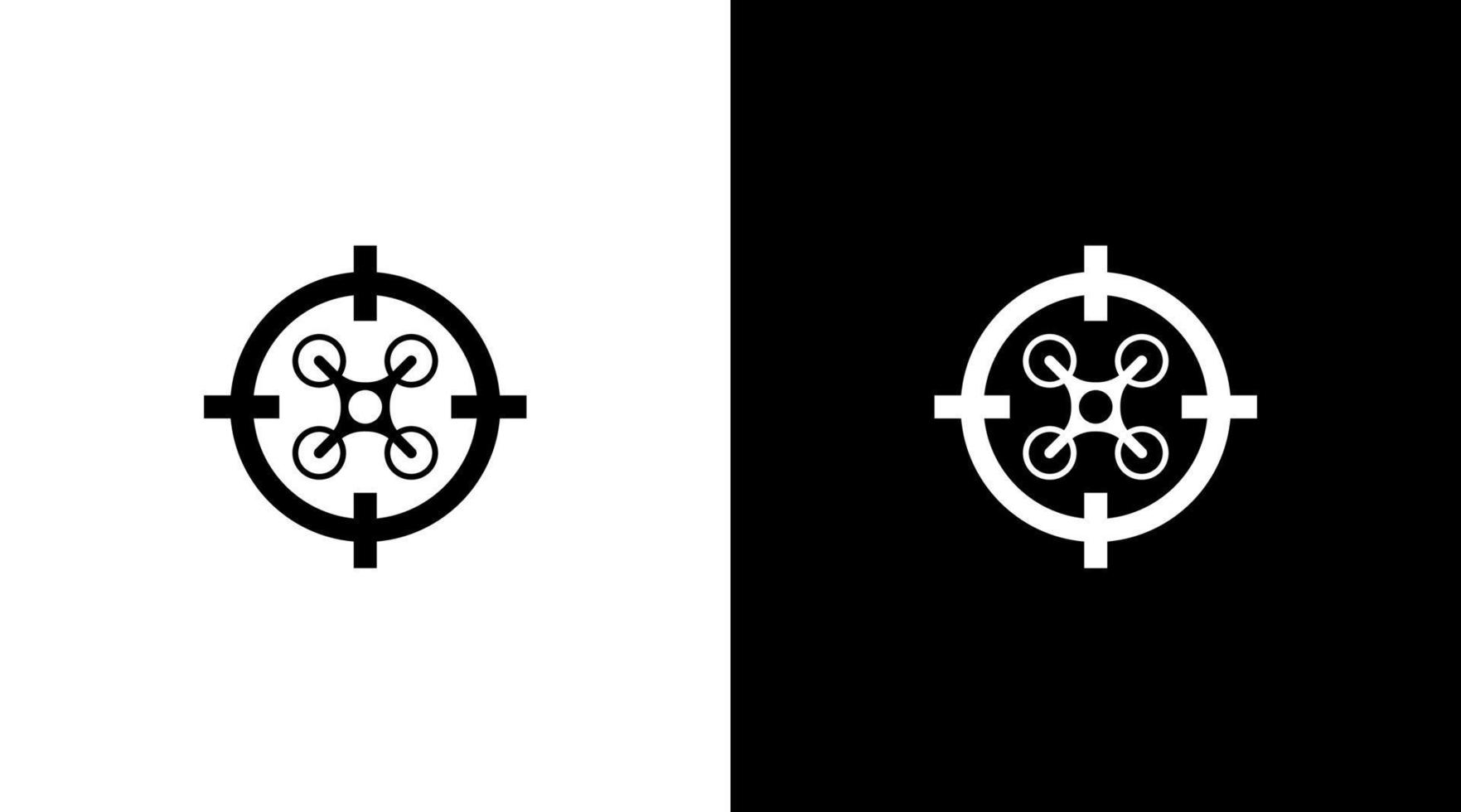 drone hunter shot target logo monograma blanco y negro icono ilustración estilo diseños plantillas vector