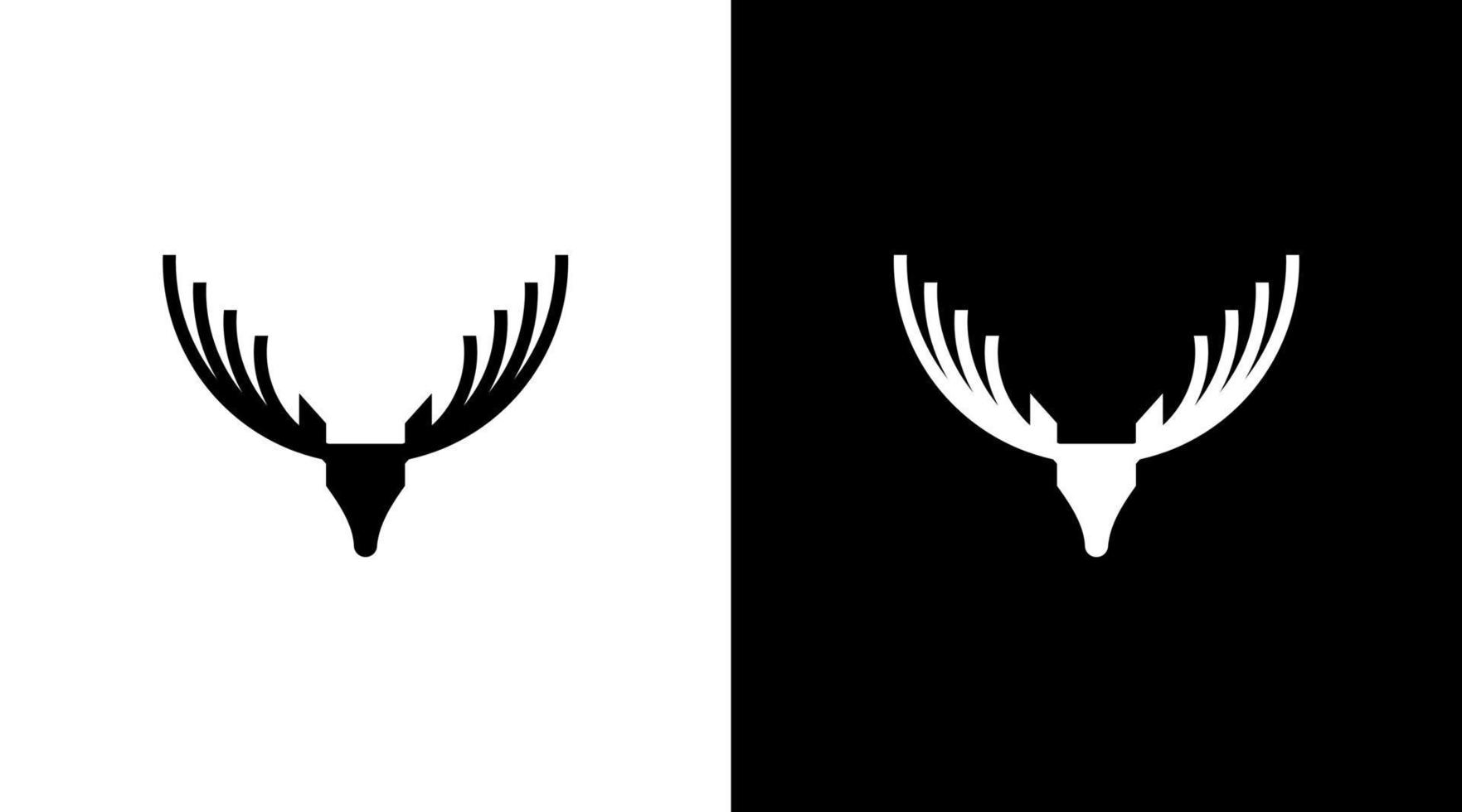 cabeza de ciervo con monograma de logotipo de cuerno plantillas de diseño de estilo de ilustración de icono en blanco y negro vector