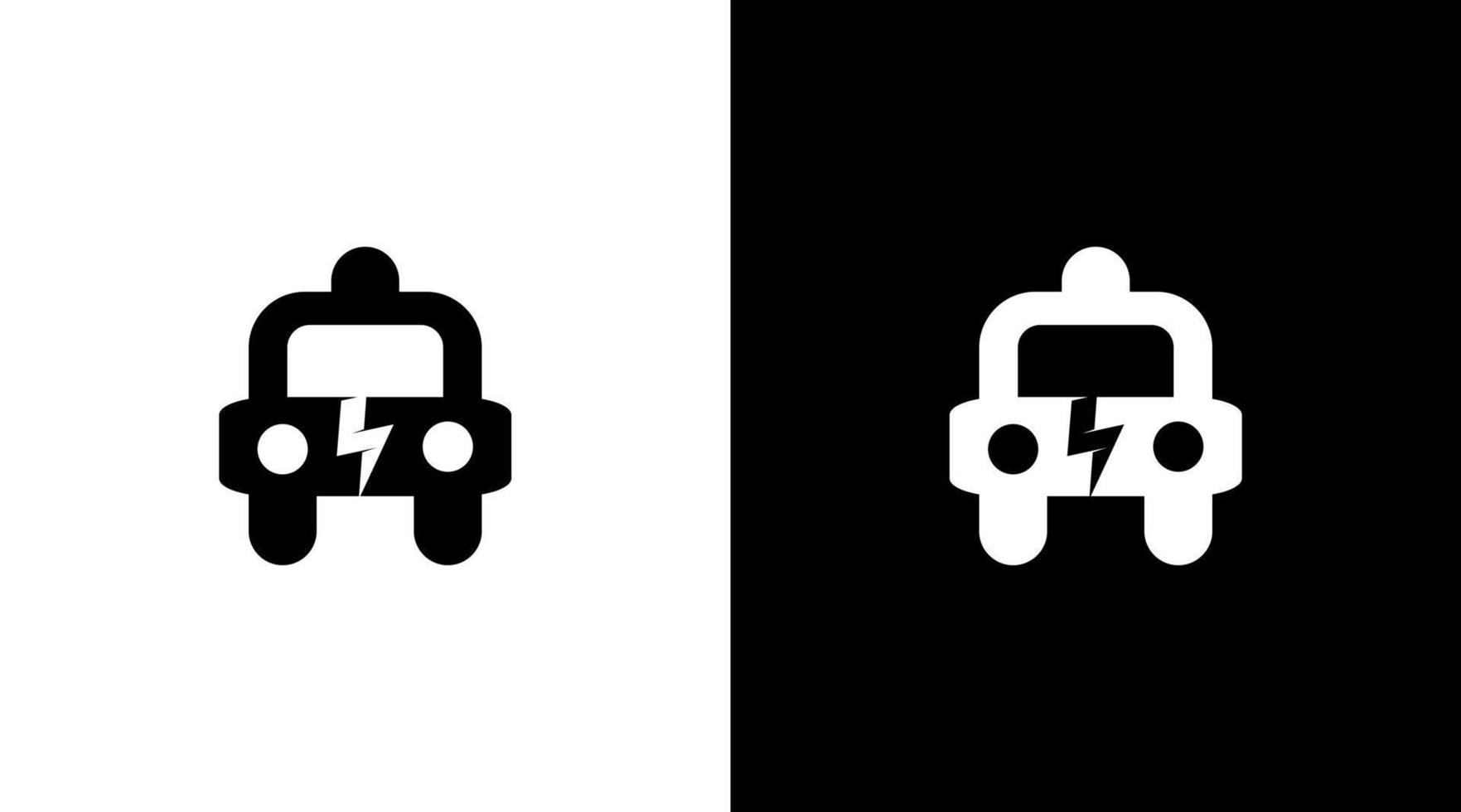 plantillas de diseños de estilo de ilustración de icono en blanco y negro de monograma de logotipo de coche eléctrico vector