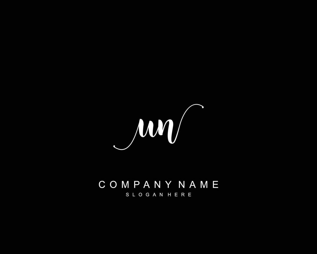 Initial UN beauty monogram and elegant logo design, handwriting logo of initial signature, wedding, fashion, floral and botanical with creative template. vector