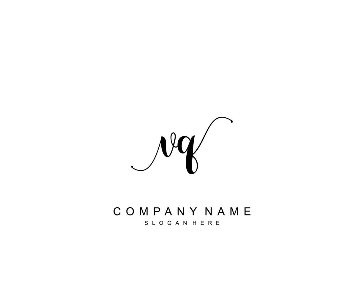 Initial VQ beauty monogram and elegant logo design, handwriting logo of initial signature, wedding, fashion, floral and botanical with creative template. vector