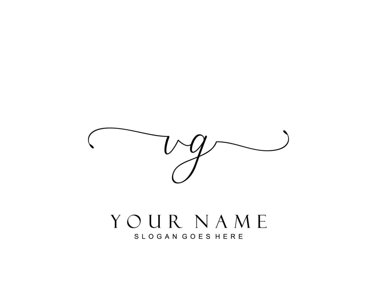 Initial VG beauty monogram and elegant logo design, handwriting logo of initial signature, wedding, fashion, floral and botanical with creative template. vector
