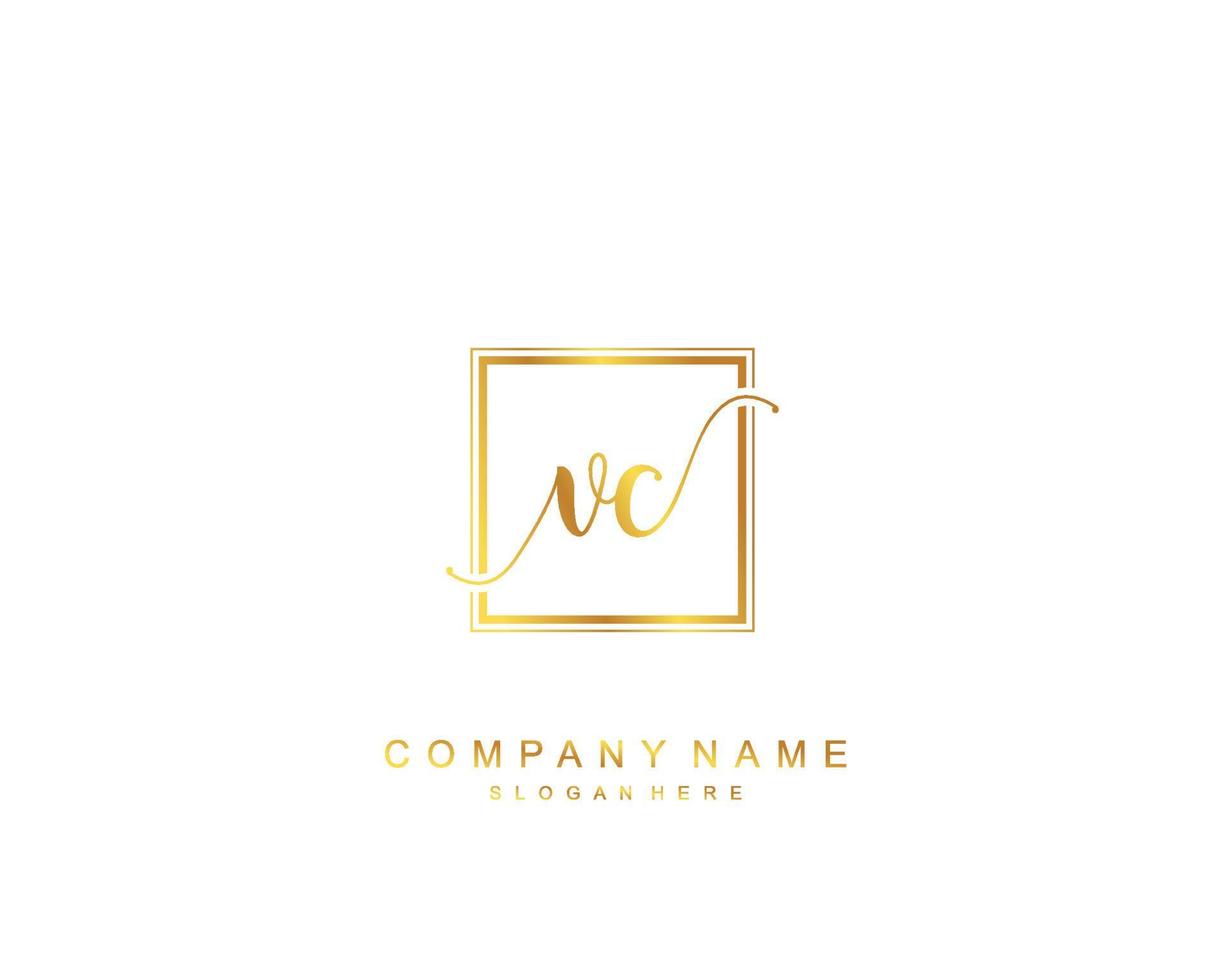 Initial VC beauty monogram and elegant logo design, handwriting logo of initial signature, wedding, fashion, floral and botanical with creative template. vector