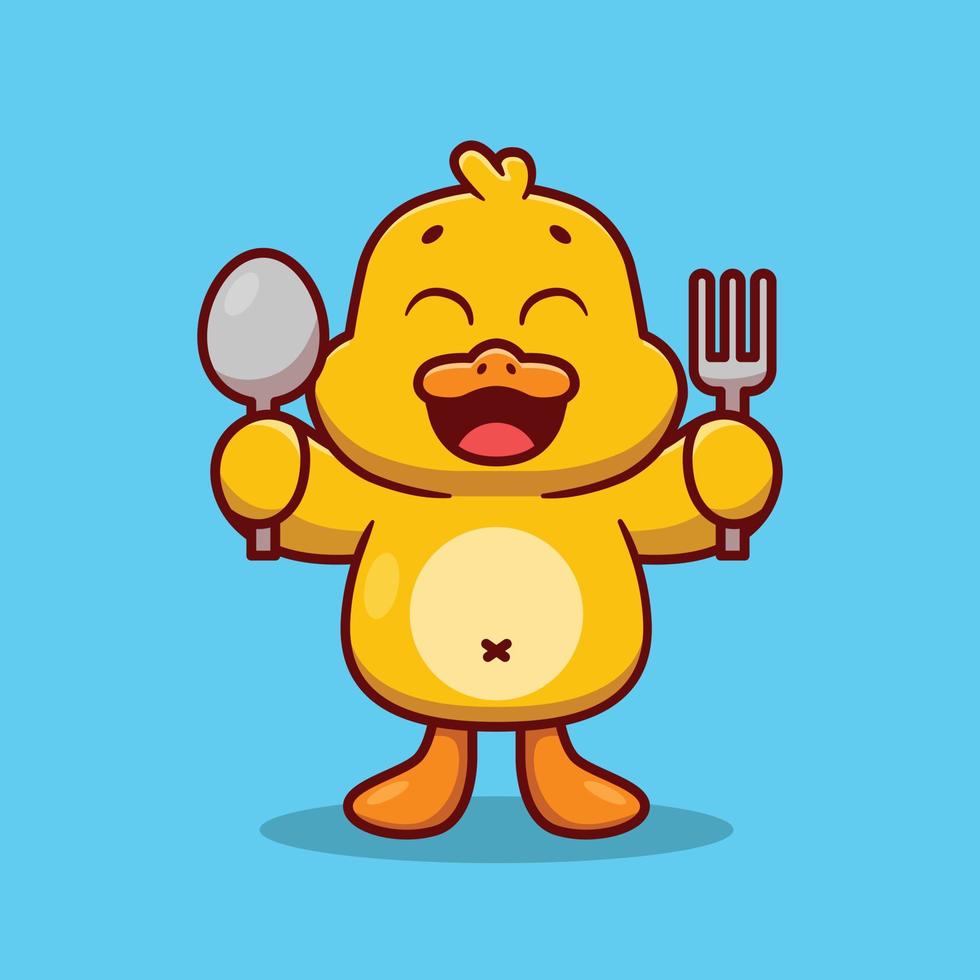 mascota de dibujos animados lindo personaje de pato quiere comer 18815073  Vector en Vecteezy