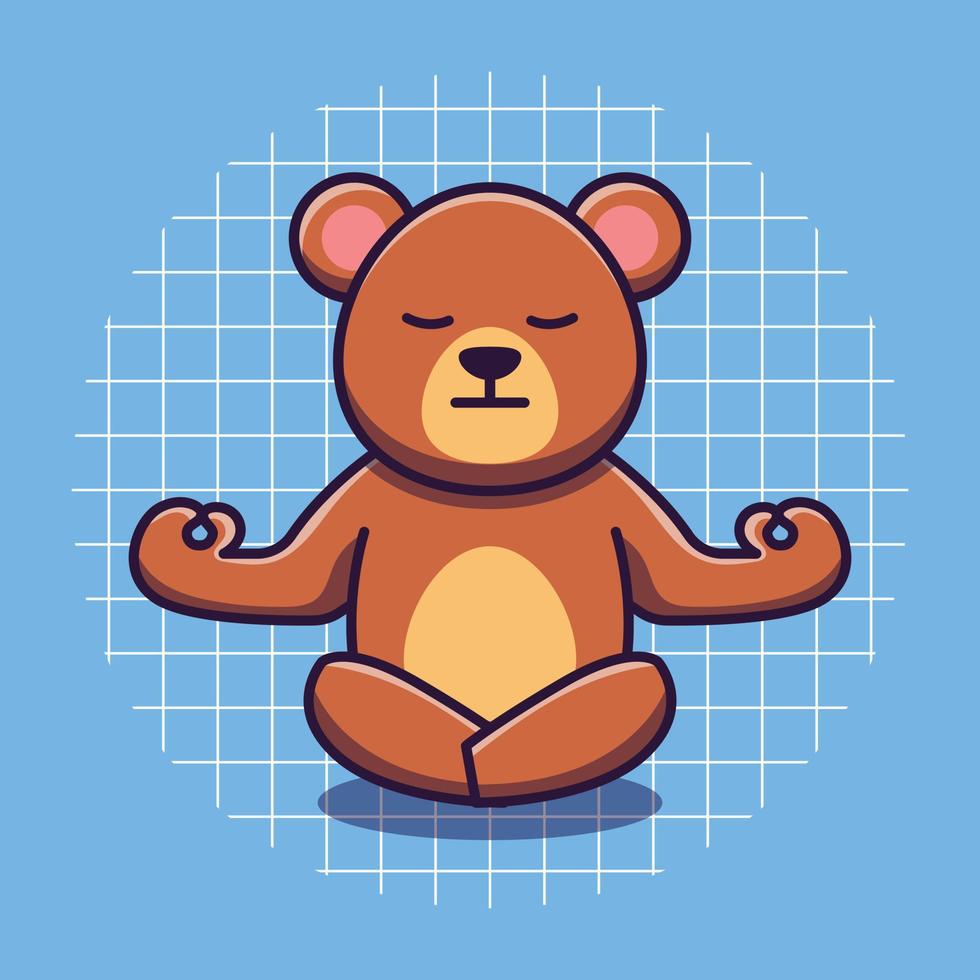Cute bear doing yoga cartoon vector illustration