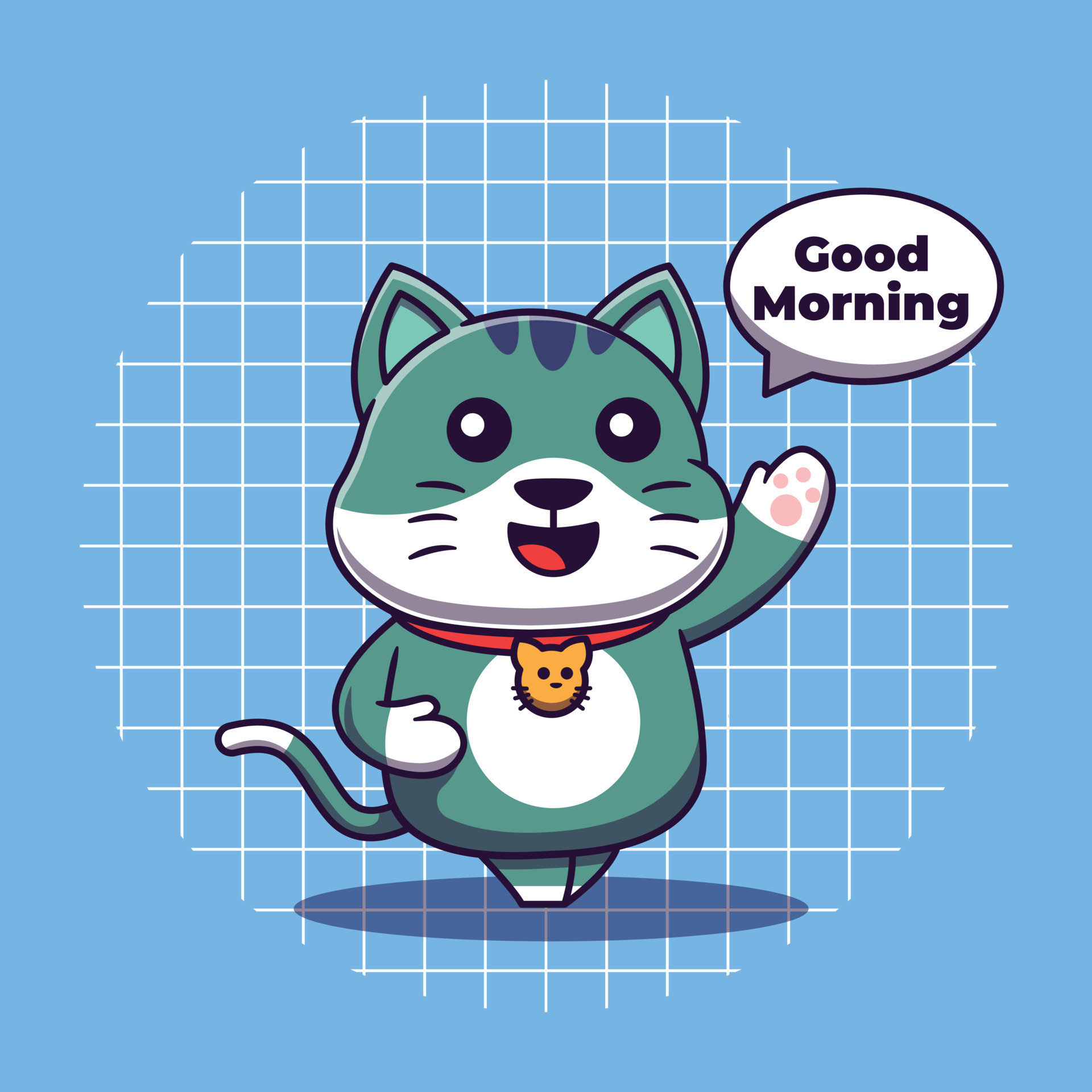 Funny Good Morning Sliding Cat GIF