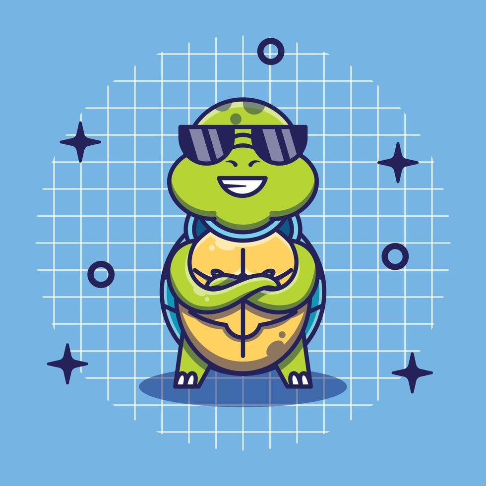 Turtle character wearing sunglasses vector